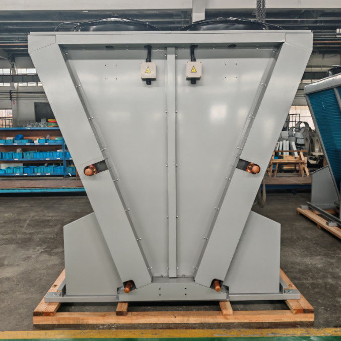 V-shaped top blow air condenser