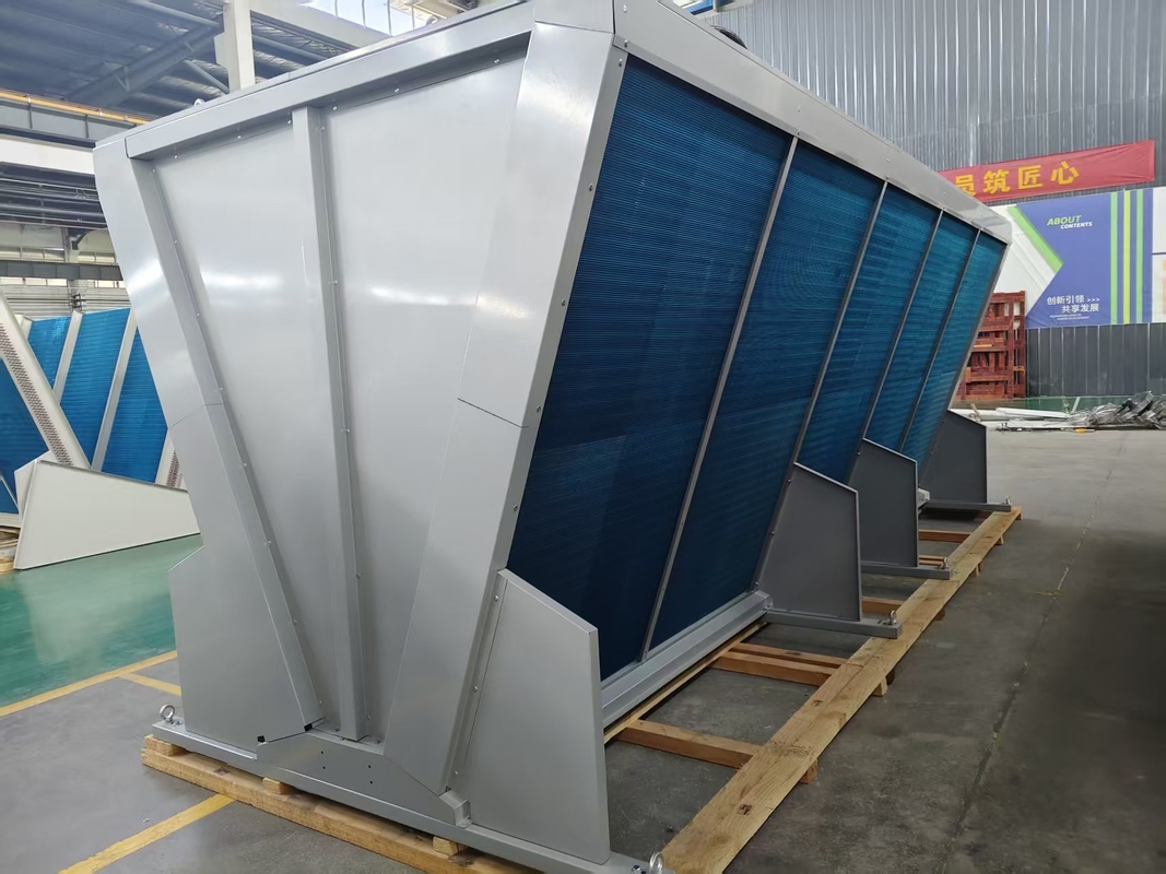 V-shaped top blow air condenser